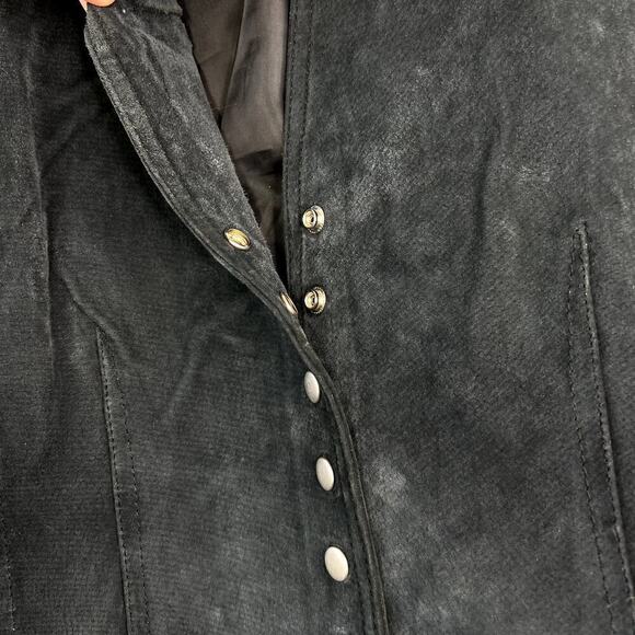 Coldwater Creek 100% Suede Leather Jacket Black Snap Button Women's P Medium - Picture 4 of 6